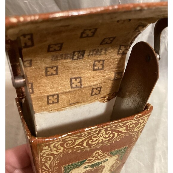 Cigarette Case Paper & Cardboard Brown, Green & Gold Antique Made In Italy - Picture 7 of 13